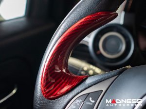 FIAT 500 Steering Wheel Trim - Lateral Side Trim Set - Carbon Fiber - Red Candy